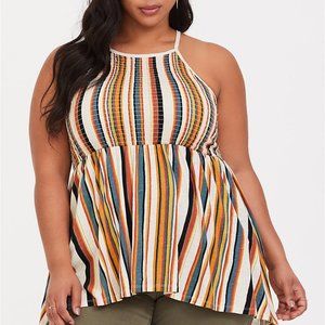Torrid Stripe Smocked Babydoll Tank